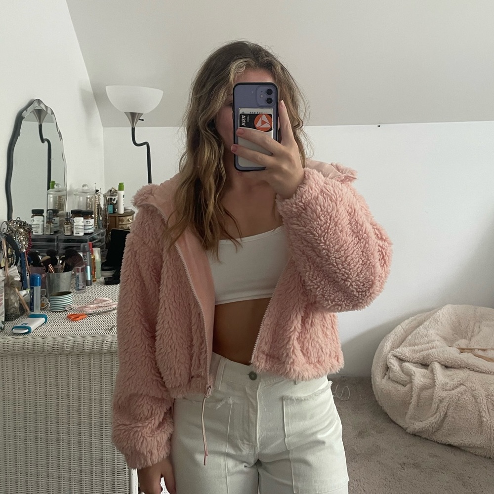 Pink fuzzy jacket